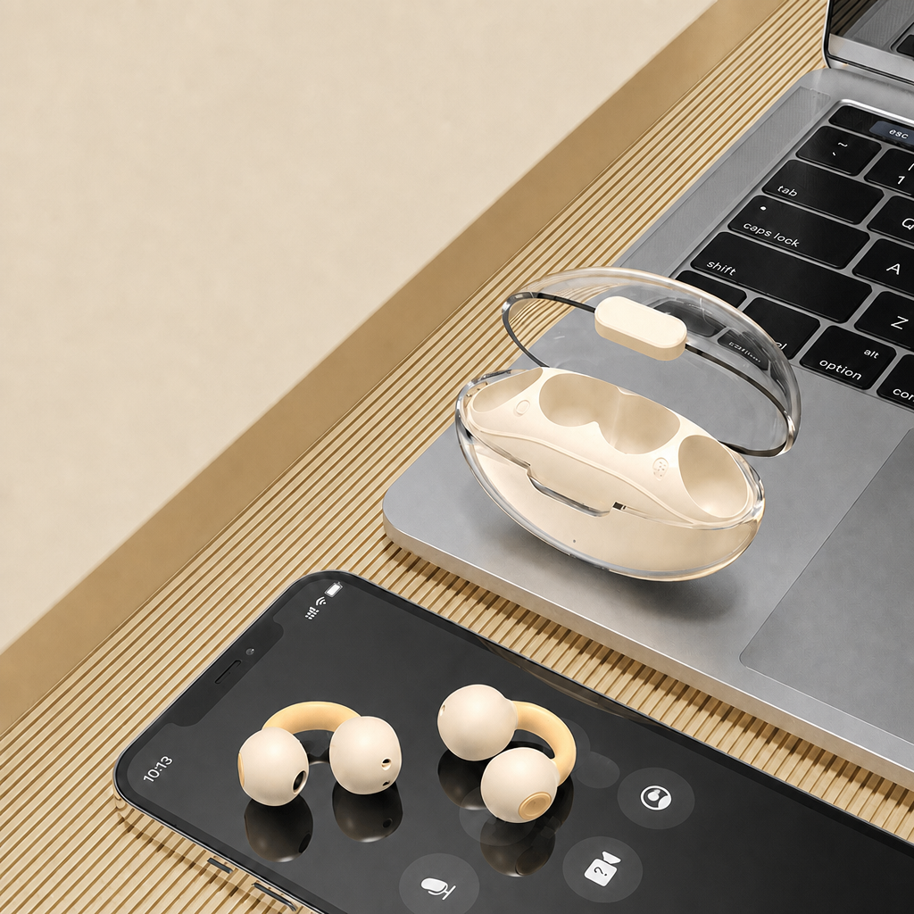 Open-Ear Clip Bluetooth Earbuds | True Wireless Sports Headphones with Long Battery
