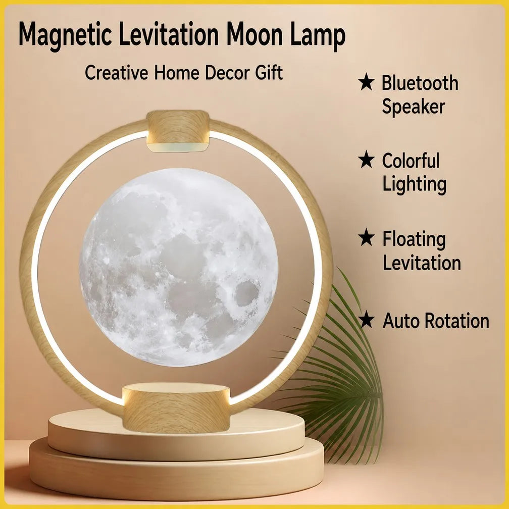 Magnetic Levitation Moon Lamp Bluetooth Speaker | Floating Desk Decor Gift