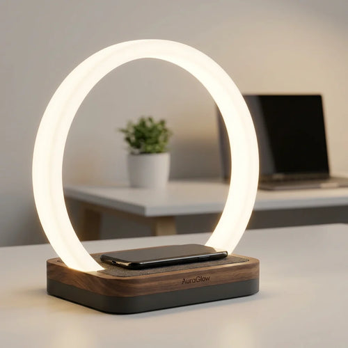 AuraGlow | Smart Wireless Charging Bedside Lamp