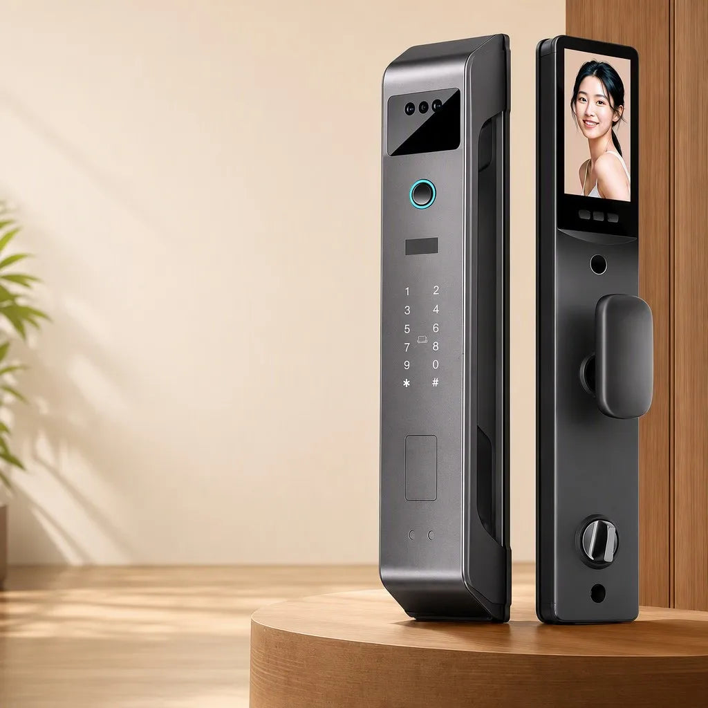 AI Facial Recognition Smart Door Lock - 3D face unlock with HD color screen and palm vein sensor