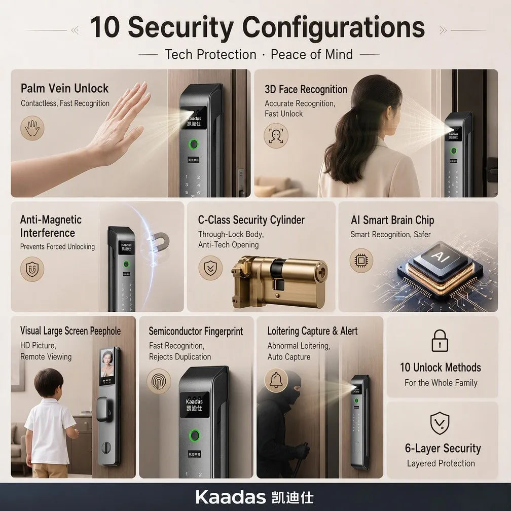 AI Facial Recognition Smart Door Lock | 3D Face Unlock Tuya App WiFi