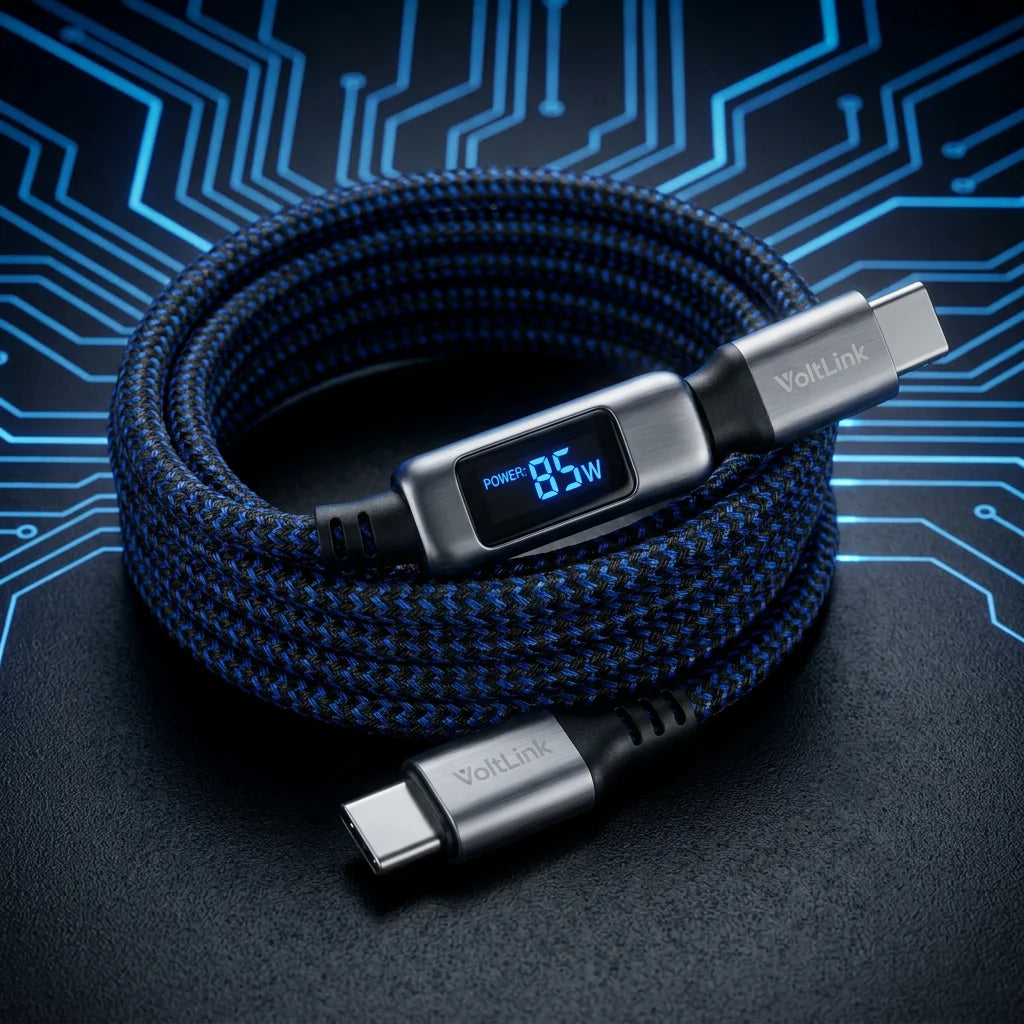 VoltLink X4 | 4-in-1 Smart Retractable Fast Charging Cable (LED Display)