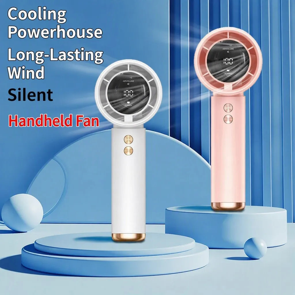 N68 Digital Handheld Fan | 100-Speed USB Mini Portable - front view