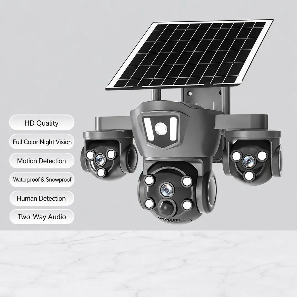 4G Solar Powered PTZ Security Camera | Outdoor Waterproof WiFi Wireless 1080P