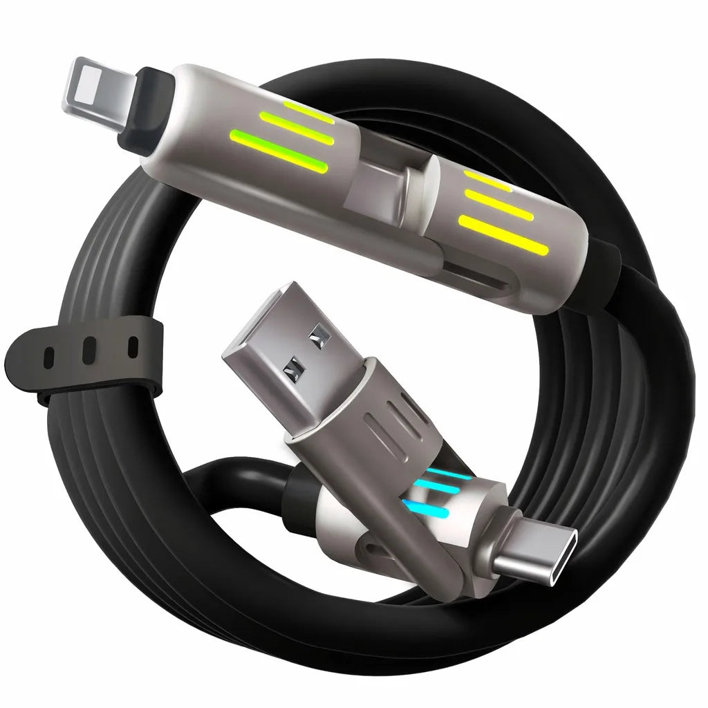 VoltLink | 4-in-1 Smart Retractable Fast Charging Cable with LED Display