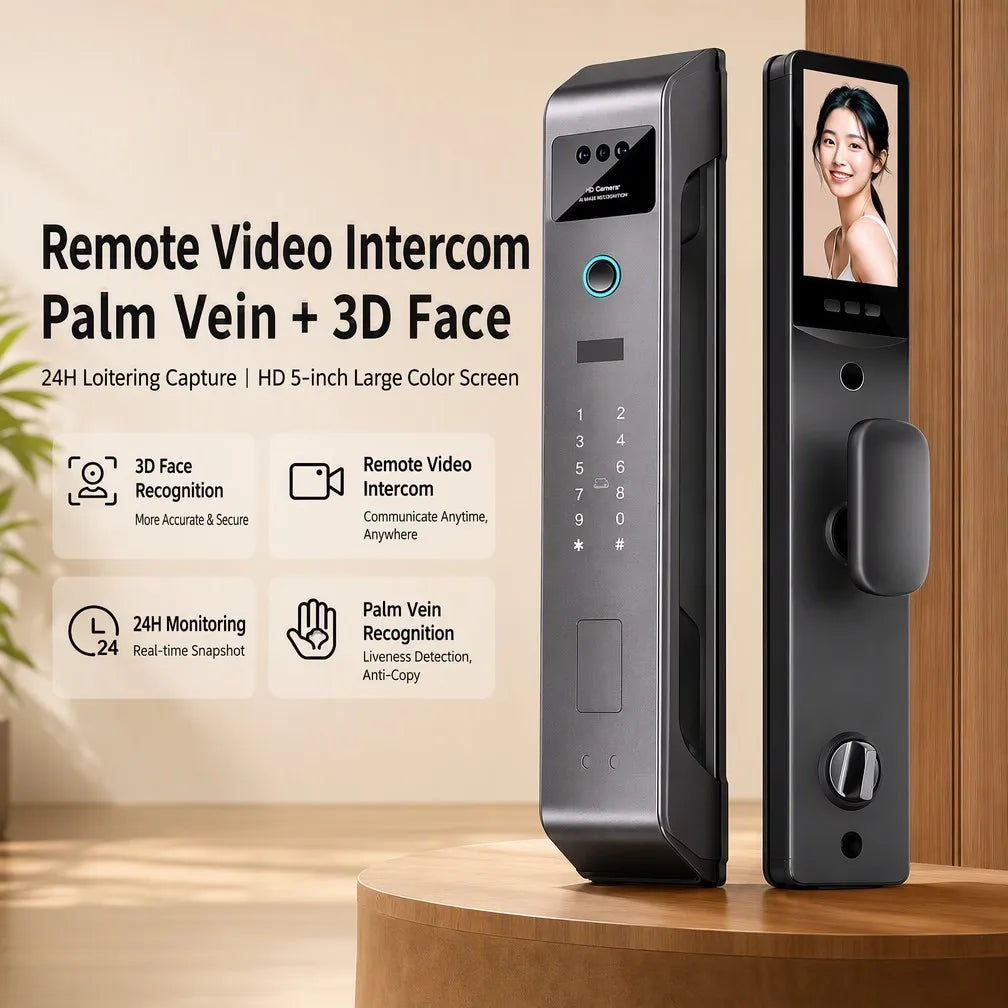 AI Facial Recognition Smart Door Lock | 3D Face Unlock Tuya App WiFi