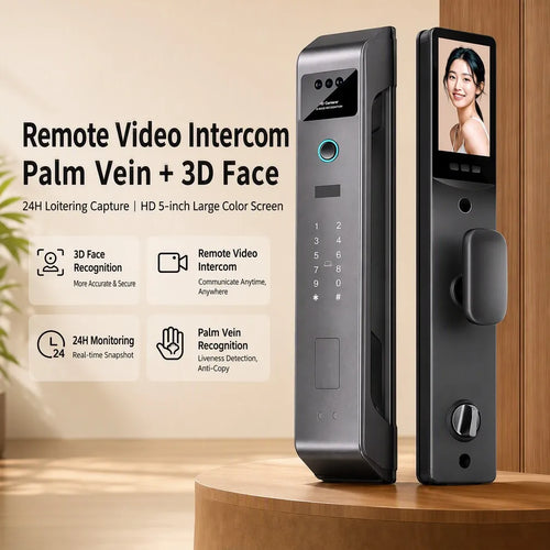 AI Facial Recognition Smart Door Lock | 3D Face Unlock Tuya App WiFi