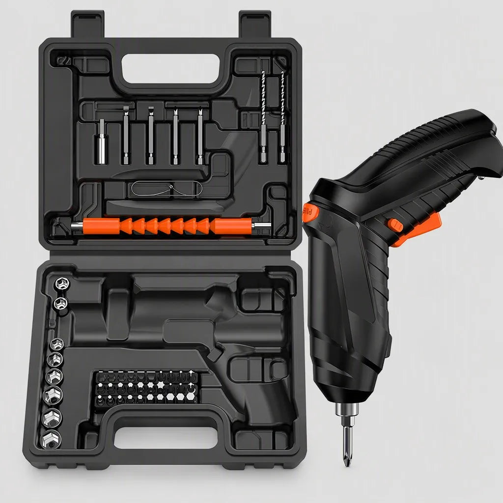 Cordless Electric Screwdriver Set - power tool kit with accessories case