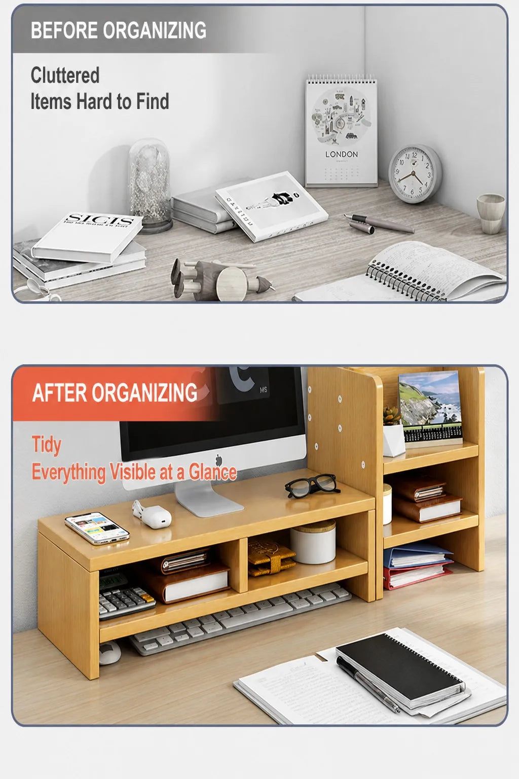 Monitor Stand Riser | Office Desk Organizer Shelf