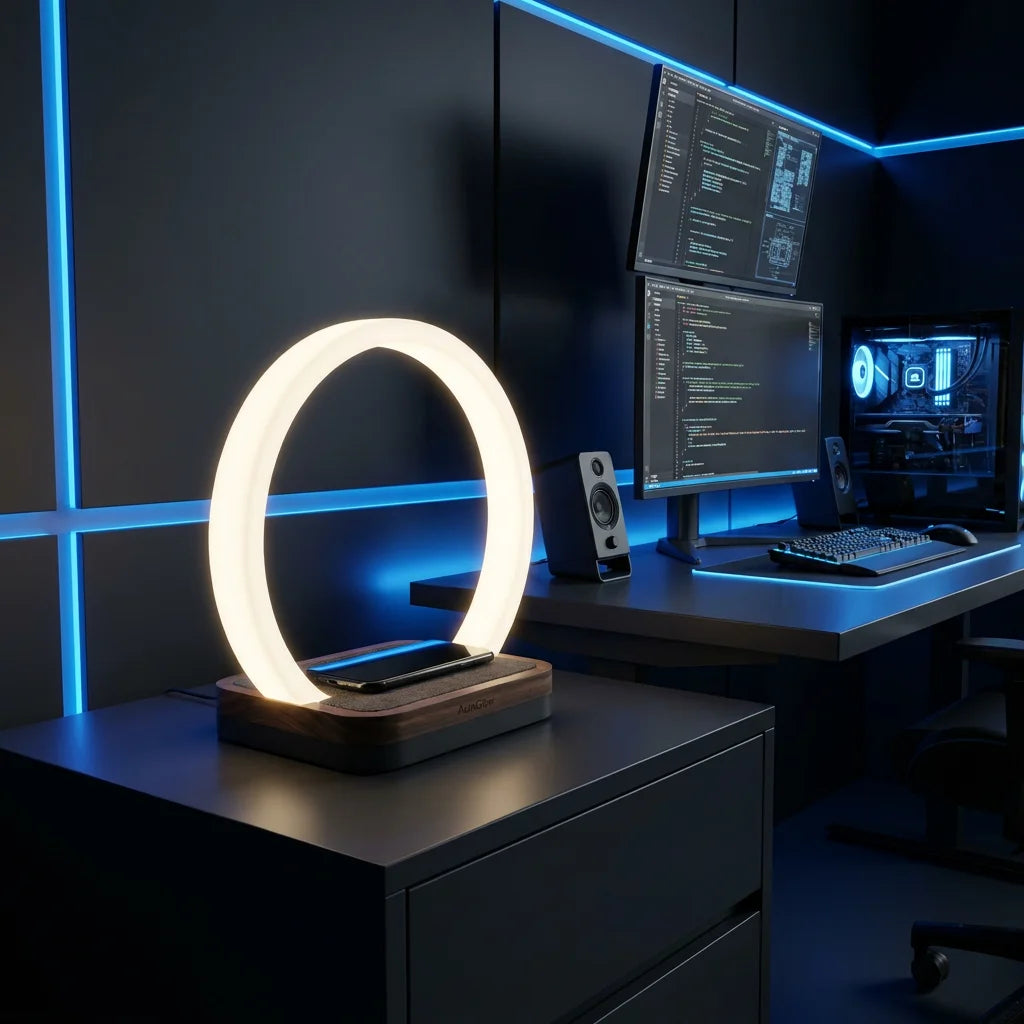 AuraGlow | Smart Wireless Charging Bedside Lamp