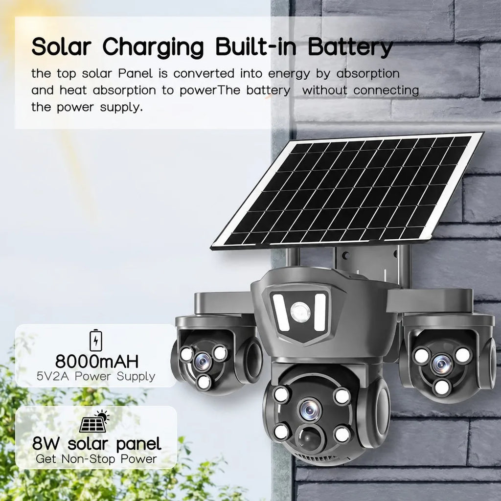 4G Solar Powered PTZ Security Camera | Outdoor Waterproof WiFi Wireless 1080P