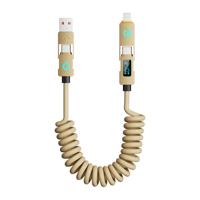 VoltLink X4 | 4-in-1 Smart Retractable Fast Charging Cable (LED Display)