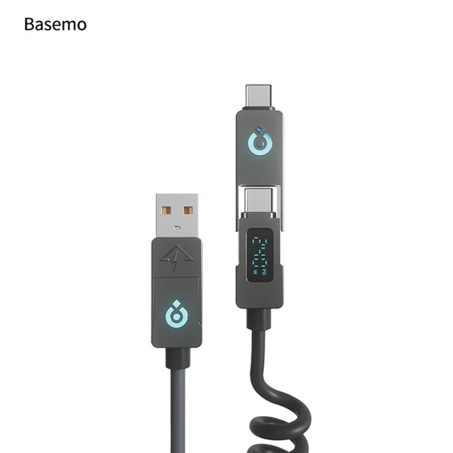VoltLink X4 | 4-in-1 Smart Retractable Fast Charging Cable (LED Display)
