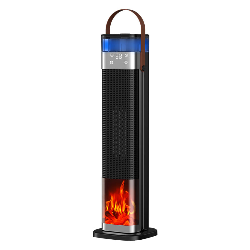 跨境取暖器语音加湿暖风机智能立式仿真火焰电暖器PTC加热器新品