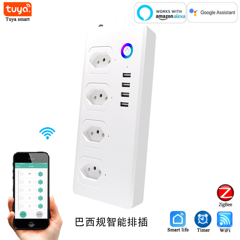 Multi-Region Smart Power Strip | Tuya WiFi Zigbee USB Timer
