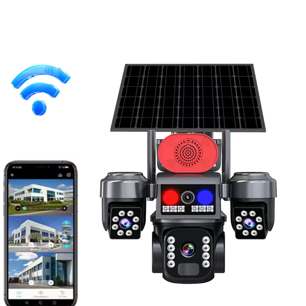 V380 Solar Triple-Lens Camera 8MP HD WiFi 4G Night Vision Remote Monitoring Outdoor Security