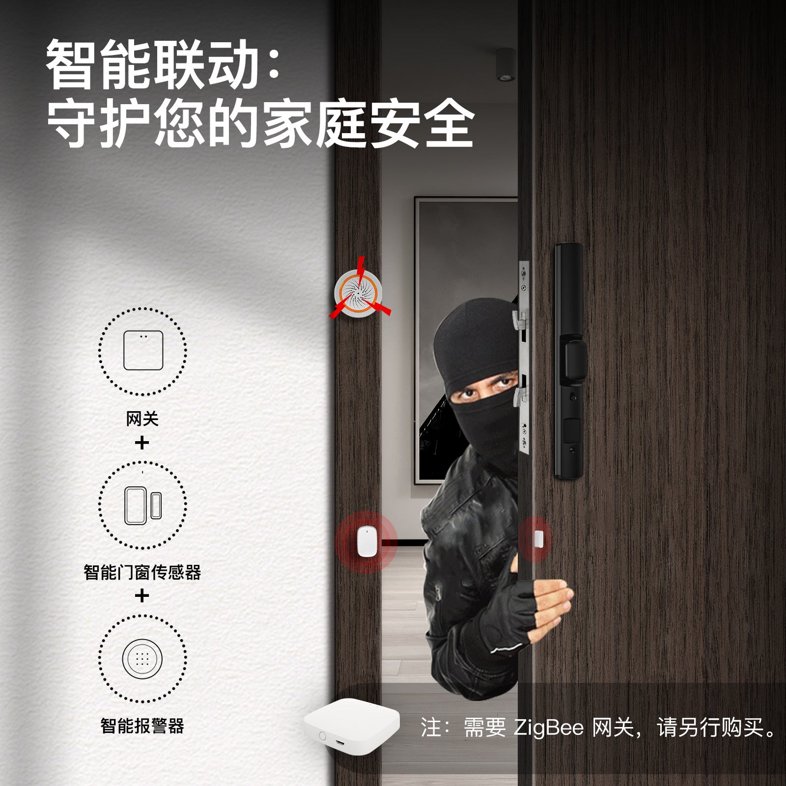 涂鸦智能家居ZigBee门磁感应器app查看无线安防门窗感应门窗报警