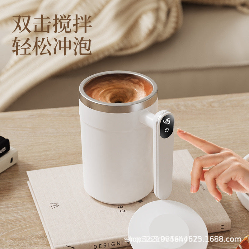 新款跨境搅拌杯全自动保温智能测温磁力电动便携咖啡杯豆浆奶昔杯