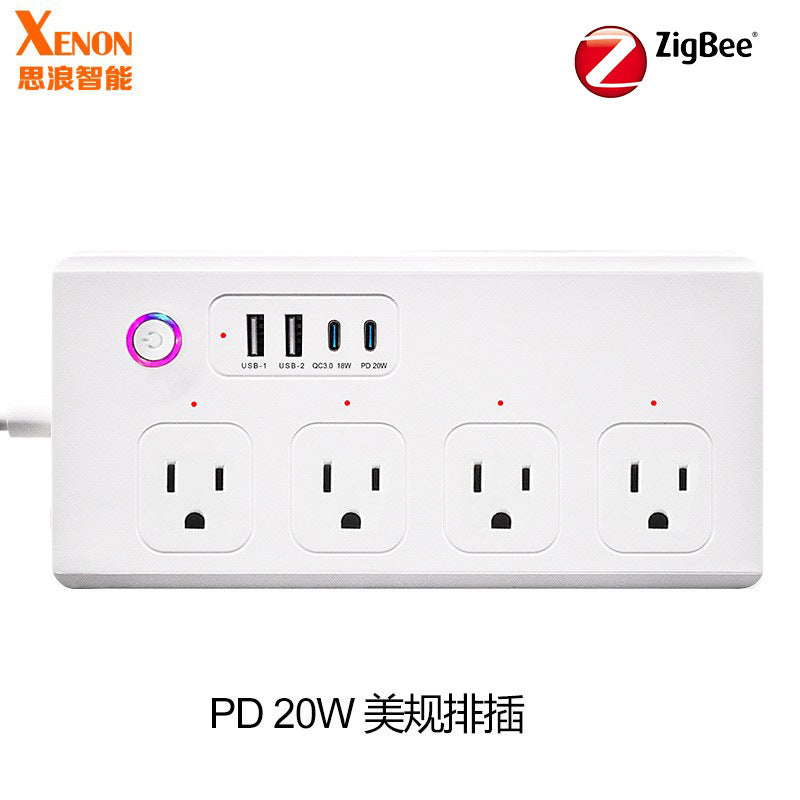 Multi-Region Smart Power Strip | Tuya WiFi Zigbee USB Timer