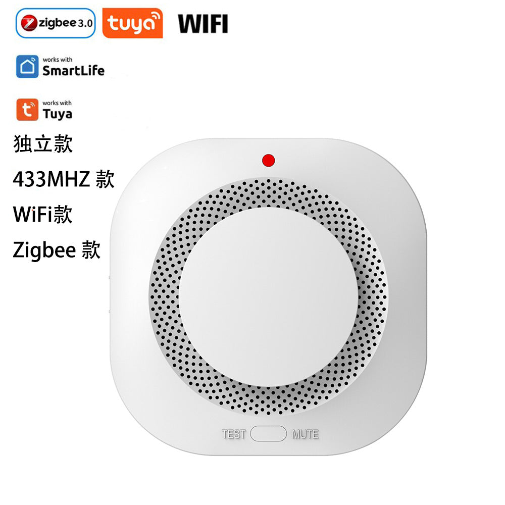 英文出口涂鸦烟感探测器WiFi zigbee家用433MHZ无线烟雾感应器