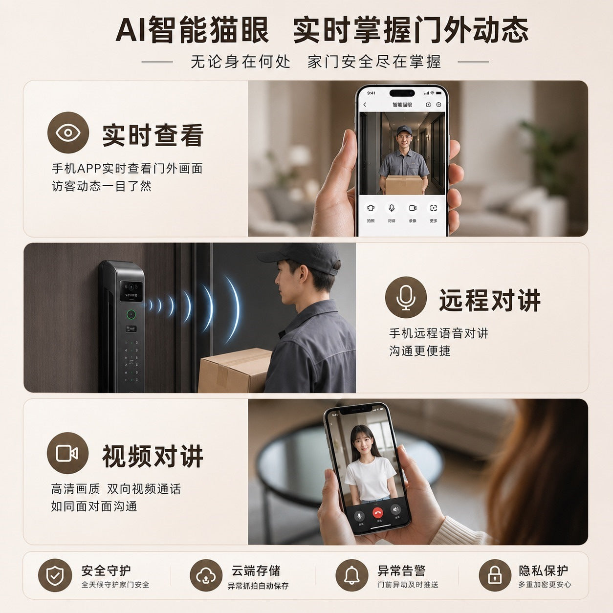 AI Facial Recognition Smart Door Lock | 3D Face Unlock Tuya App WiFi