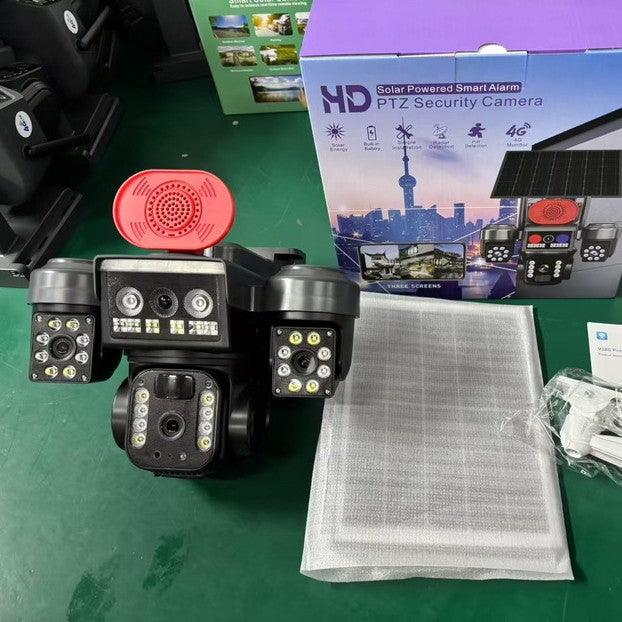 V380 Solar Triple-Lens Camera 8MP HD WiFi 4G Night Vision Remote Monitoring Outdoor Security