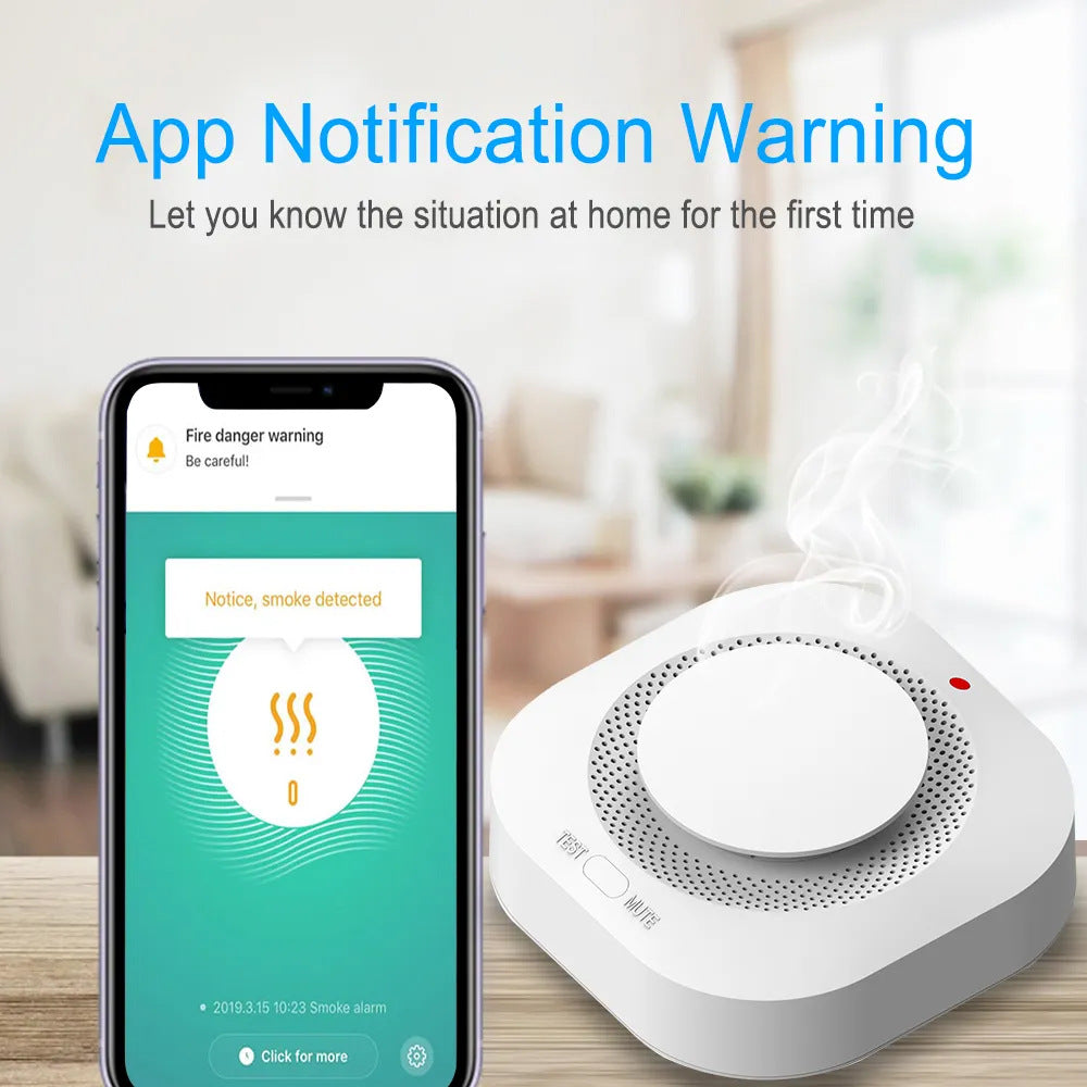 英文出口涂鸦烟感探测器WiFi zigbee家用433MHZ无线烟雾感应器