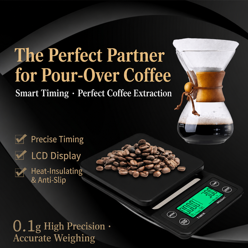Smart Coffee Scale with Timer | Digital Pour-Over Brewing Scale